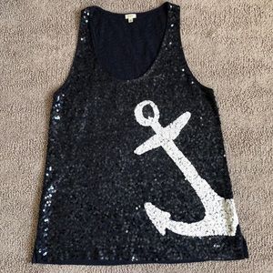 J. Crew Sequin Anchor Tank